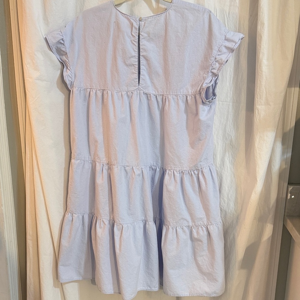Philosophy Blue Ruffle Slv Baby Doll Sz L 100% Cotton Spring Break Resort Summer - Picture 3 of 5